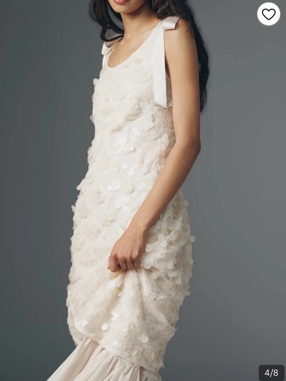 Anthropology’s En Saison Ivory Sequin Midi Maxi Dress with Satin Bow Tie - Picture 3 of 6